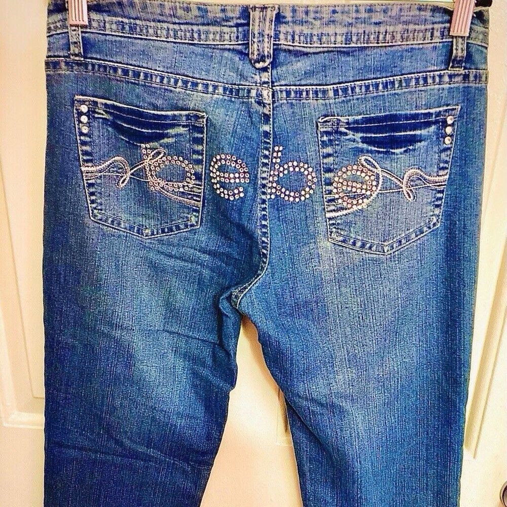 ~VINTAGE…RHINESTONE “BEBE” DENIM JEANS…WMS SIZE 13…NEW~